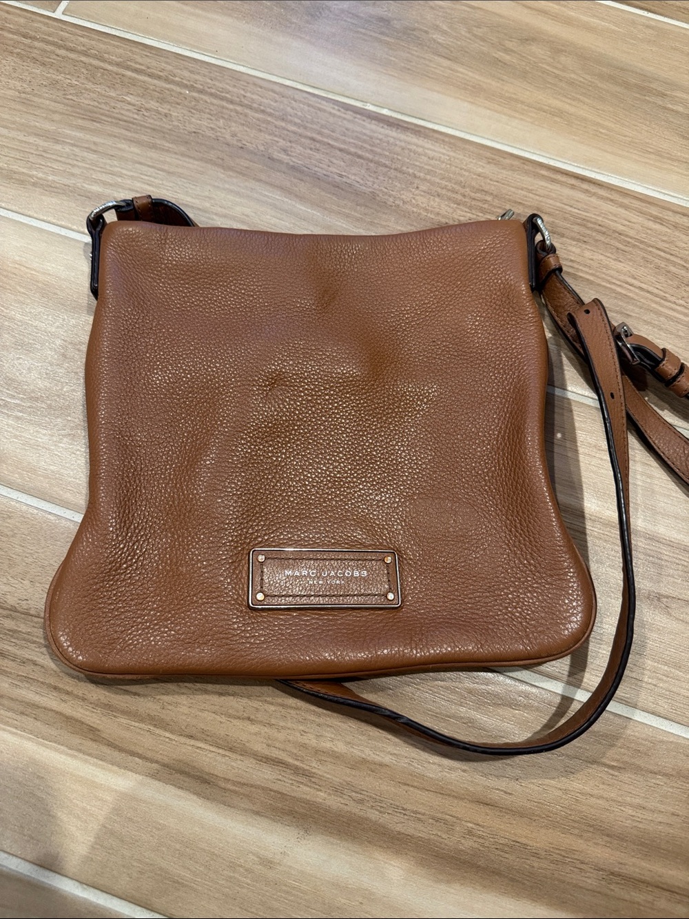 Marc Jacobs Cognac Brown Pebbled Leather Messenger Bag